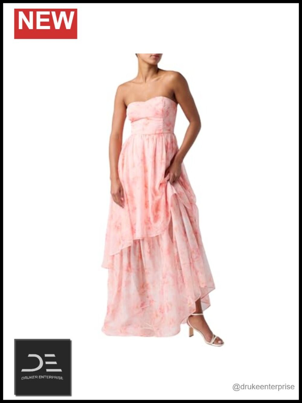 Lulus Alana Strapless Tiered Chiffon Maxi Dress Formal Wedding Guest